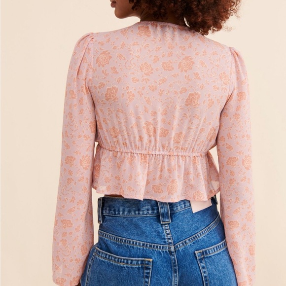 Dress Forum UO Babydoll Pink Floral Blouse Women’s Small - Picture 6 of 11